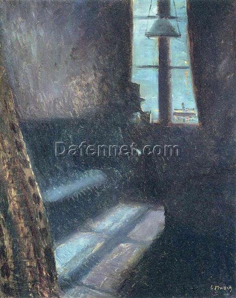 Hand-Painted Edvard Munch “Night” (Natt i St. Cloud) Oil Painting – Expressionism Reproduction by Da Fen Oil Painting Village Studio