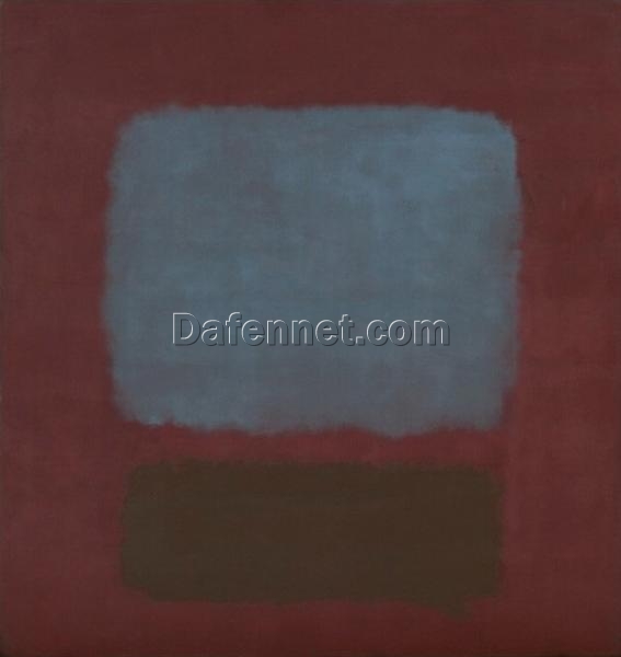 Color Field Painting Inspired by Mark Rothko – No. 37/No. 19 (Slate Blue and Brown on Plum), 1958 – Da Fen Village Studio Abstract Oil Art for Modern Home & Office Décor