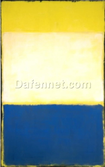 Color Field Painting Inspired by Mark Rothko – No. 6 (Yellow, White, Blue Over Yellow on Gray), 1954 – Da Fen Village Studio Abstract Oil Art for Modern Home & Office Décor