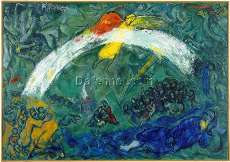 Marc Chagall Noah and the Rainbow – 1966 Surrealist Religious Painting, Oil on Canvas