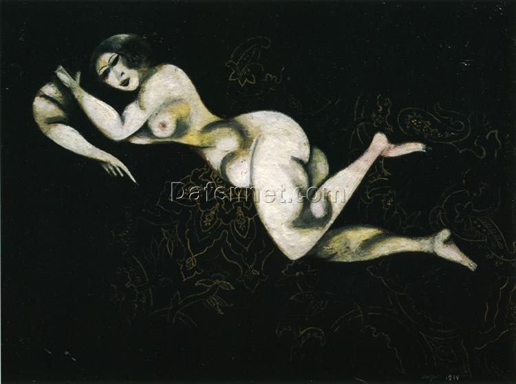 Hand-Painted Oil Painting Inspired by Marc Chagall’s ‘Nude Lying Down’ – High-Quality Reproduction by Da Fen Oil Painting Village Studio