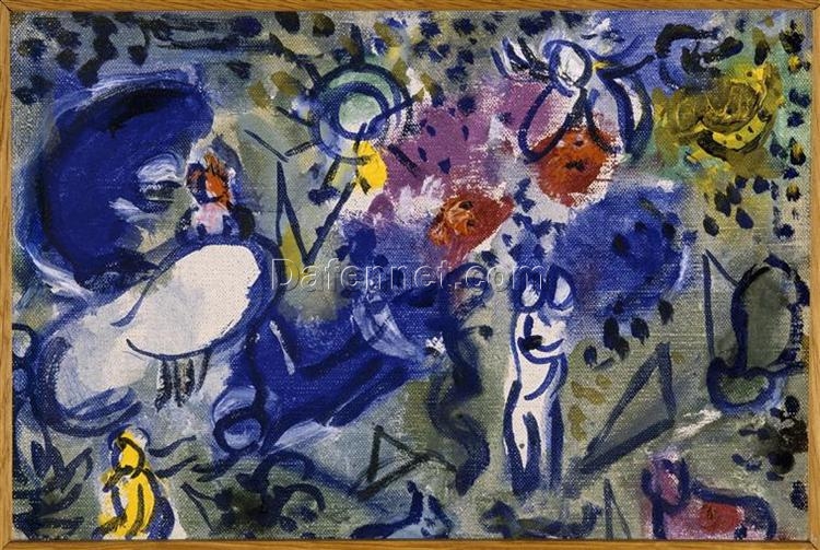 Marc Chagall Paradise – 1961 Surrealist Oil on Canvas Sketch, Religious Artwork