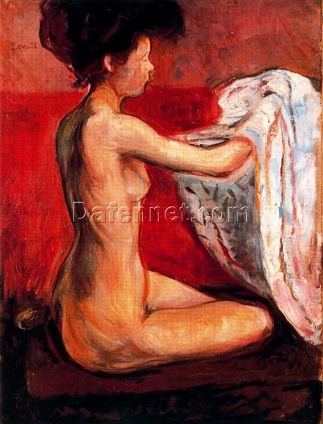 Edvard Munch Paris Nude, 1896 – Expressionist Oil Painting on Canvas by Da Fen Village Studio | Classic Nude Art Reproduction