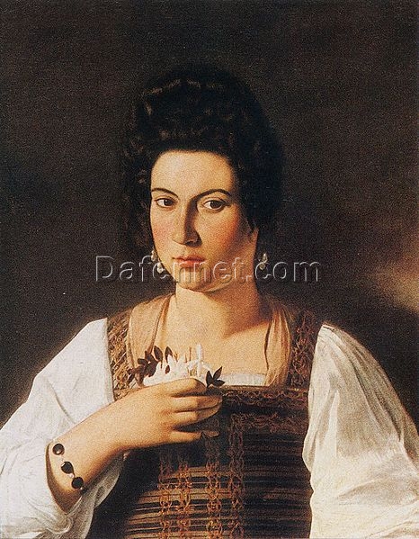 Caravaggio’s ‘Portrait of a Courtesan’ – Custom Baroque Portrait Oil Painting from Da Fen Oil Painting Village Studio