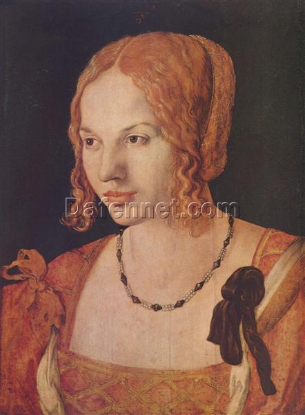 Hand-Painted Albrecht Dürer “Portrait of a Venetian” Oil Painting – Northern Renaissance Portrait Reproduction by Da Fen Oil Painting Village Studio