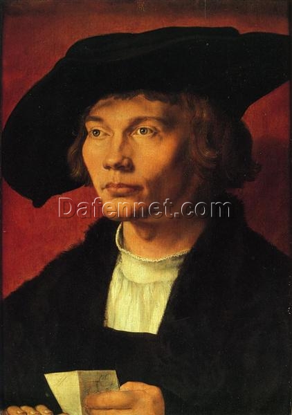 Hand-Painted Albrecht Dürer “Portrait of Bernhard von Reesen” Oil Painting – Northern Renaissance Portrait Reproduction by Da Fen Oil Painting Village Studio