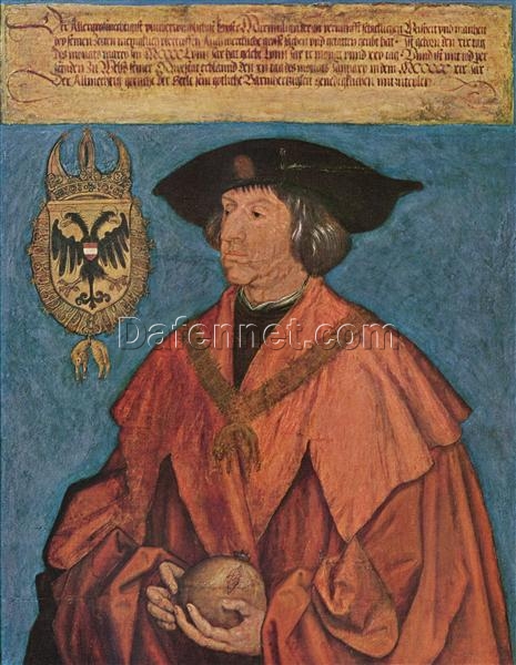 Hand-Painted Albrecht Dürer “Portrait of Emperor Maximilian I” Oil Painting – Northern Renaissance Portrait Reproduction by Da Fen Oil Painting Village Studio