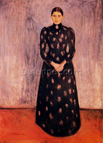 Hand-Painted Edvard Munch “Portrait of Inger Munch” Oil Painting – Expressionism Reproduction by Da Fen Oil Painting Village Studio