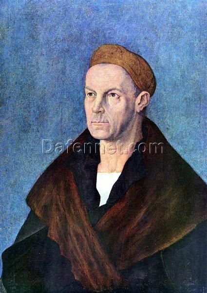 Hand-Painted Albrecht Dürer “Portrait of Jakob Fugger” Oil Painting – Northern Renaissance Portrait Reproduction by Da Fen Oil Painting Village Studio