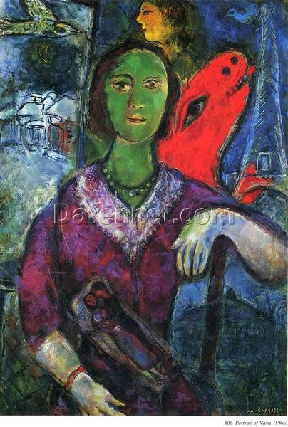 Marc Chagall Portrait of Vava – 1966 Surrealist Oil Painting, Oil on Canvas