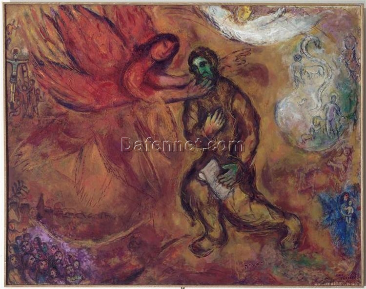 Marc Chagall Prophet Isaiah – 1968 Surrealist Religious Oil Painting, Saint-Paul-de-Vence