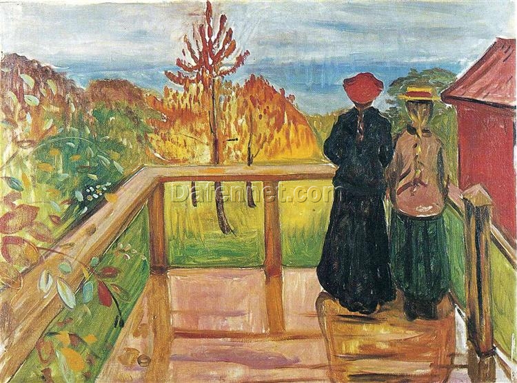 Expressionist Genre Painting Inspired by Edvard Munch – Rain (Regn), 1902 – Da Fen Village Studio Oil on Canvas for Art Collection & Elegant Home Décor