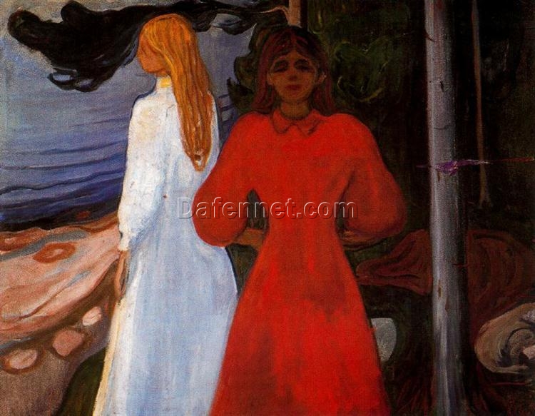 Edvard Munch Red and White, 1899-1900 – Expressionist Genre Painting Reproduction | Da Fen Village Studio