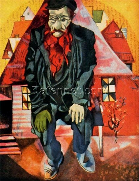 Reproduction of Marc Chagall’s Red Jew – Hand-Painted Oil on Canvas by Da Fen Oil Painting Village Studio