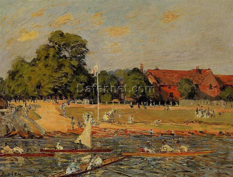 Regata at Hampton Court by Alfred Sisley – 1874 Impressionist Landscape Oil Painting, Custom Art from Dafen Village Studio