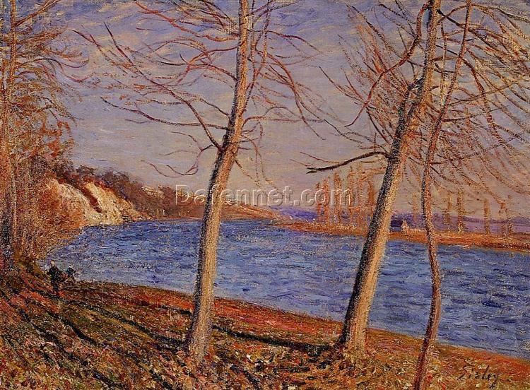 Riverbank at Veneux by Alfred Sisley – 1881 Impressionist Landscape Oil Painting, Custom Art from Dafen Oil Painting Village Studio