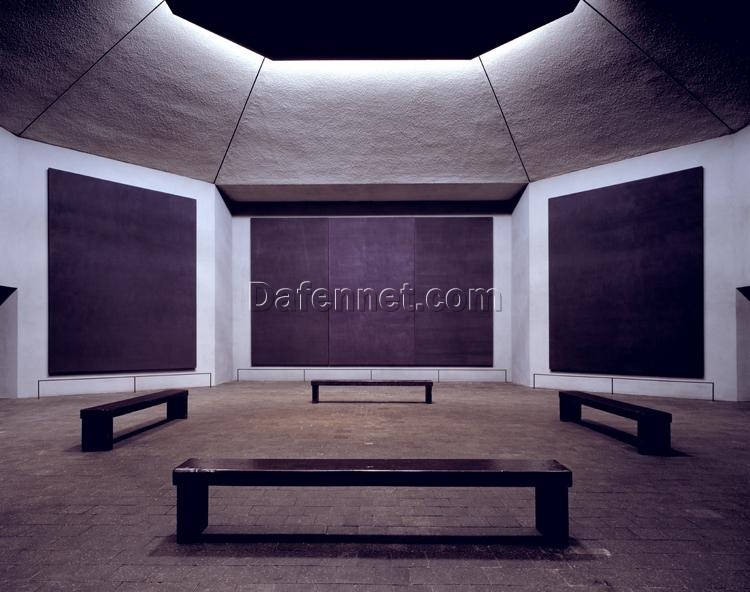 Minimalist Installation Inspired by Mark Rothko – Rothko Chapel, 1964-1967 – Da Fen Village Studio Oil Painting for Modern Home & Spiritual Décor