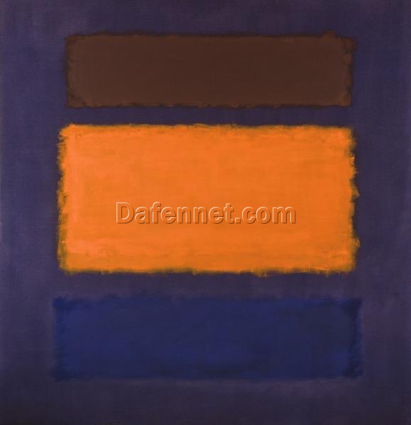 Color Field Painting Inspired by Mark Rothko – Brown, Orange, Blue on Maroon, 1963 – Da Fen Village Studio Abstract Oil Art for Modern Home & Office Décor