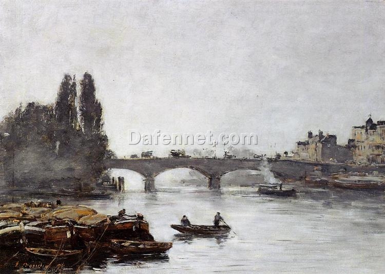 Rouen, the Pont Corneille, Fog Effect by Eugene Boudin – 1896 Impressionist Cityscape Oil Painting, Custom Art from Dafen Oil Painting Village Studio