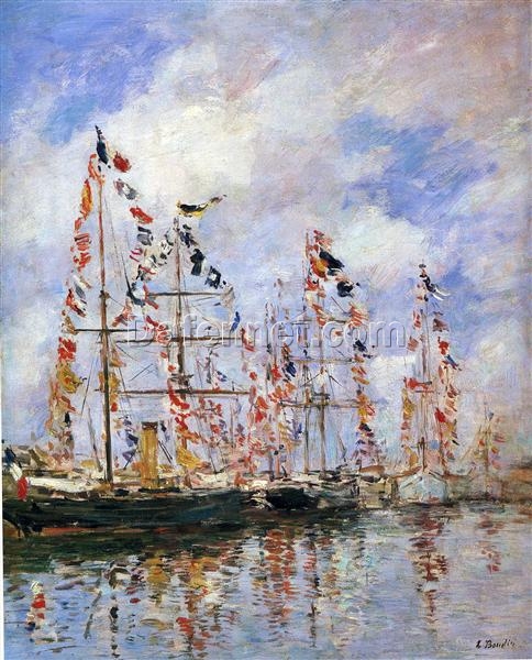 Sailing Ships at Deauville by Eugene Boudin – 1896 Impressionist Marina Oil Painting, Custom Art from Dafen Oil Painting Village Studio