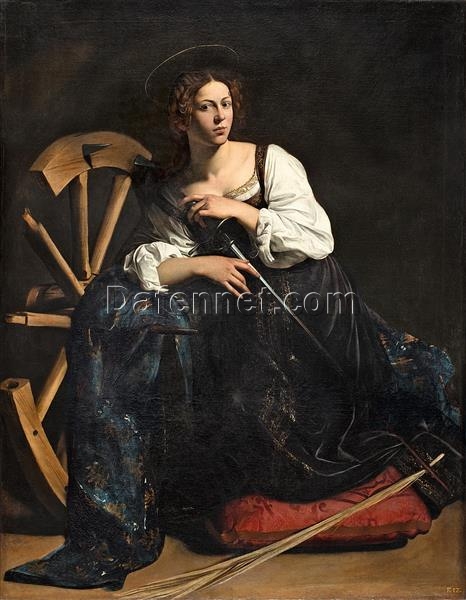 Caravaggio’s ‘Saint Catherine of Alexandria’ – Custom Baroque Religious Oil Painting from Da Fen Oil Painting Village Studio