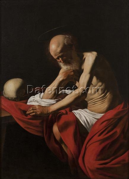 Caravaggio’s ‘Saint Jerome in Meditation’ – Custom Baroque Religious Oil Painting from Da Fen Oil Painting Village Studio