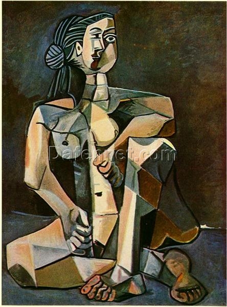 Seated Woman by Pablo Picasso – 1953 Cubist & Surrealist Nude Oil Painting, Custom Art from Dafen Village Studio