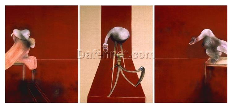 Hand-Painted Francis Bacon ‘Second Version of Triptych 1944’ Reproduction Oil Painting – Expressionist Figurative Art on Canvas – Dafen Village Studio