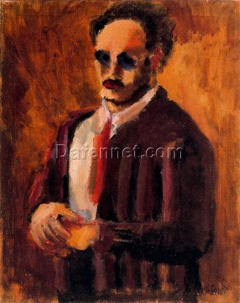 Expressionist Self-Portrait Inspired by Mark Rothko – Self-Portrait, 1936 – Da Fen Village Studio Abstract Oil Art for Modern Home & Office Décor