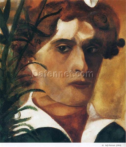 Hand-Painted Oil Painting Inspired by Marc Chagall’s ‘Self Portrait’ – High-Quality Reproduction by Da Fen Oil Painting Village Studio