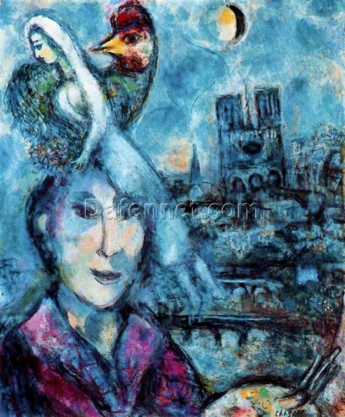 Marc Chagall Self-Portrait – 1959-1968 Surrealism Oil Painting, Uffizi Gallery, Florence