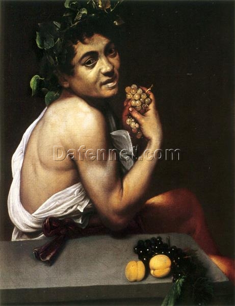 Caravaggio’s ‘Young Sick Bacchus’ – Custom Baroque Oil Painting from Da Fen Oil Painting Village Studio