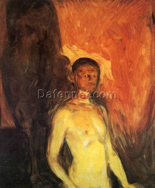 Edvard Munch Self-Portrait in Hell (Selvportrett I Helvvette), 1903 – Expressionist Oil Painting by Da Fen Village Studio for Art Lovers & Contemporary Home Décor