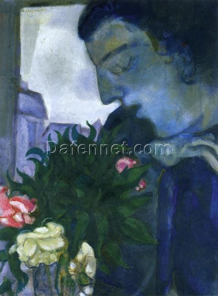 Hand-Painted Oil Painting Inspired by Marc Chagall’s ‘Self Portrait in Profile’ – High-Quality Reproduction by Da Fen Oil Painting Village Studio