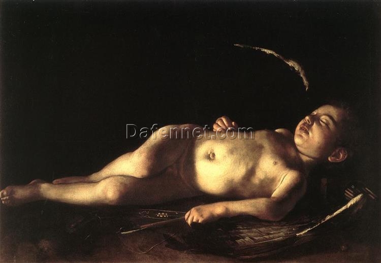 Caravaggio’s ‘Sleeping Cupid’ – Custom Baroque Mythological Oil Painting from Da Fen Oil Painting Village Studio