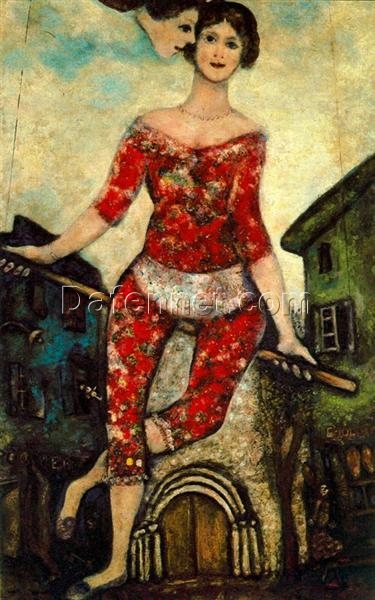 Marc Chagall The Acrobat – Surrealist Portrait, Oil on Canvas by Da Fen Oil Painting Village Studio