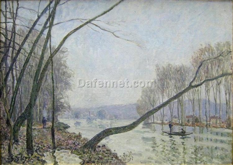 The Banks of the Seine in Autumn by Alfred Sisley – 1876 Impressionist Landscape Oil Painting, Custom Art from Dafen Village Studio