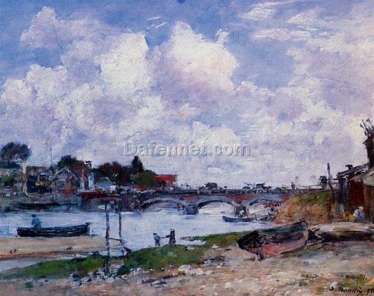 The Bridge over the Toques at Deauville by Eugene Boudin – 1895 Impressionist Landscape Oil Painting, Custom Art from Dafen Oil Painting Village Studio