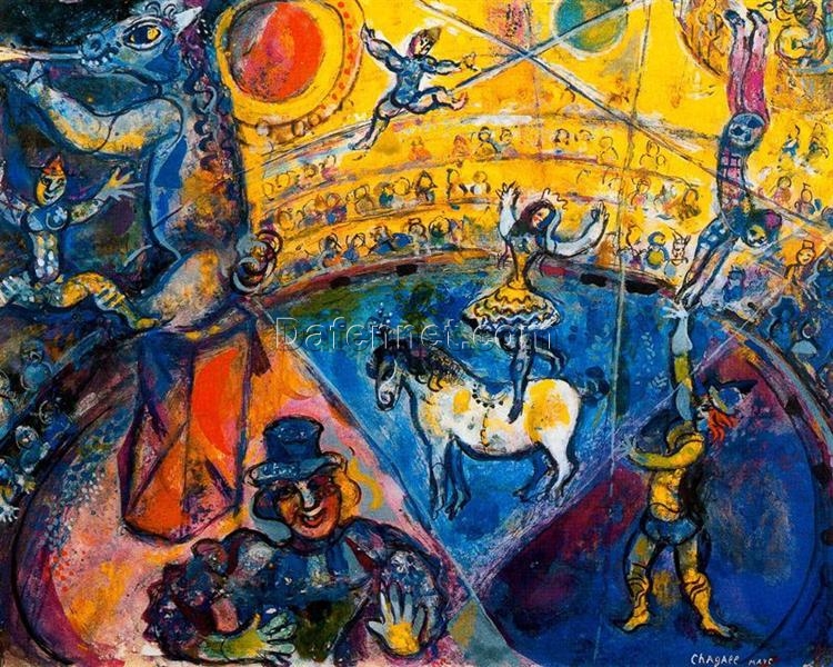 Marc Chagall The Circus – 1964 Naïve Art Oil on Canvas, Genre Painting