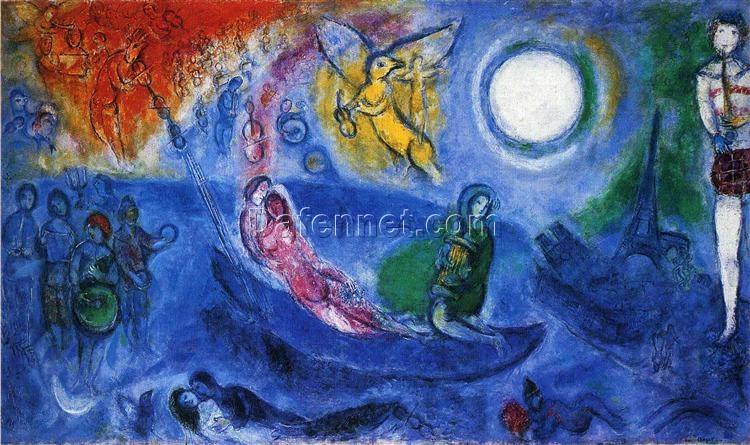 Marc Chagall The Concert – 1957 Naïve Art Oil Painting on Canvas in Private Collection