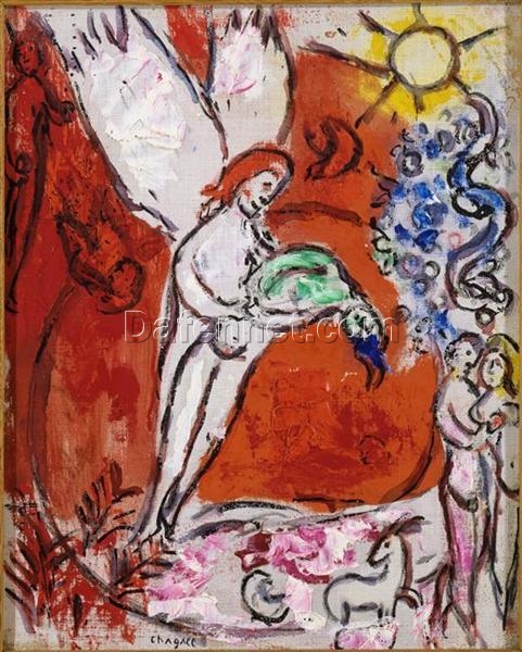 Marc Chagall The Creation of Man – 1958 Naïve Art Oil Painting on Canvas, Religious Theme