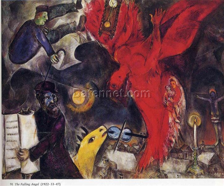 Marc Chagall The Falling Angel – 1923-1947 Surrealism Oil on Canvas, Symbolic Painting