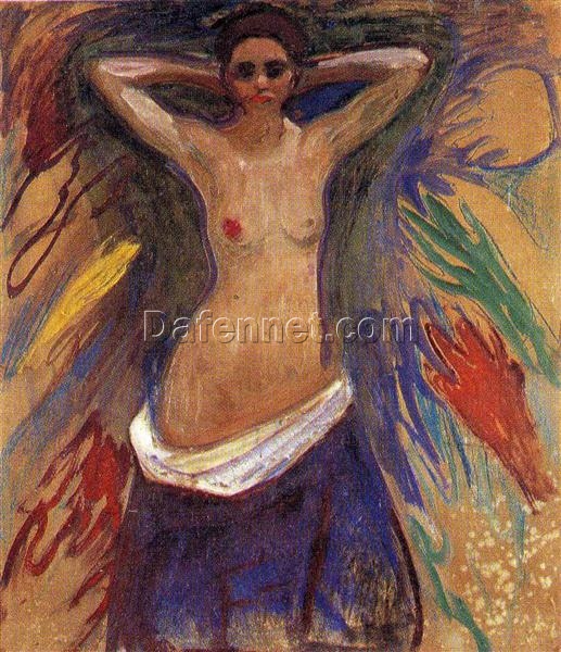 Expressionist Nude Painting Inspired by Edvard Munch – The Hands, 1893 – Da Fen Village Studio Oil on Canvas for Modern Home & Art Collection