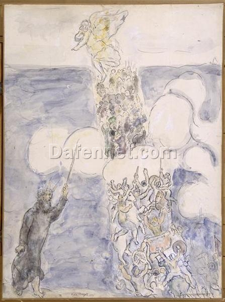 Marc Chagall The Israelites Crossing the Red Sea – 1931 Naïve Art Gouache & Oil on Paper, 63 x 46.5 cm