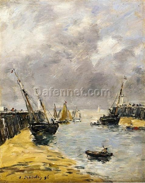 The Jetties, Low Tide, Trouville by Eugene Boudin – 1896 Impressionist Landscape Oil Painting, Custom Art from Dafen Oil Painting Village Studio