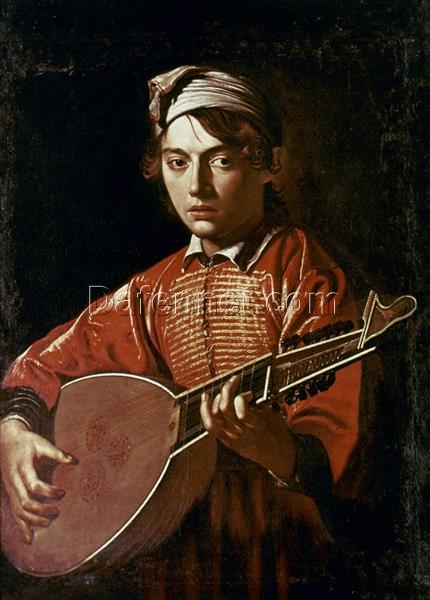 Caravaggio’s ‘The Lute Player’ – Custom Baroque Portrait Oil Painting from Da Fen Oil Painting Village Studio