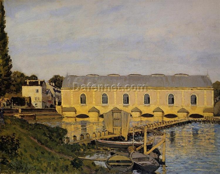 The Machine at Marly by Alfred Sisley – 1873 Impressionist Cityscape Oil Painting, Custom Art from Dafen Village Studio