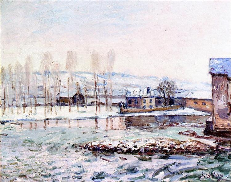 The Mills at Moret by Alfred Sisley – 1890 Impressionist Landscape Oil Painting, Custom Art from Dafen Oil Painting Village Studio