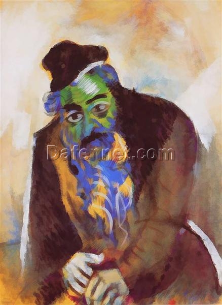 Hand-Painted Oil Painting Inspired by Marc Chagall’s ‘The Old Jew’ – High-Quality Reproduction by Da Fen Oil Painting Village Studio