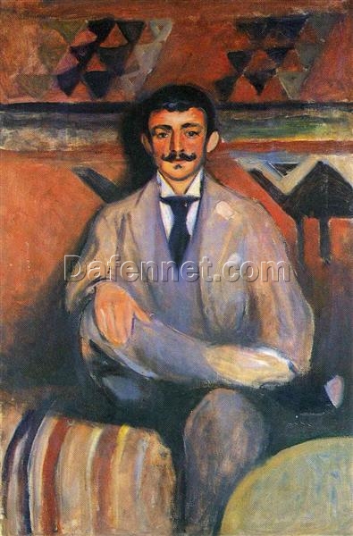 Hand-Painted Edvard Munch “The Painter Jacob Bratland” Oil Painting – Expressionism Reproduction by Da Fen Oil Painting Village Studio